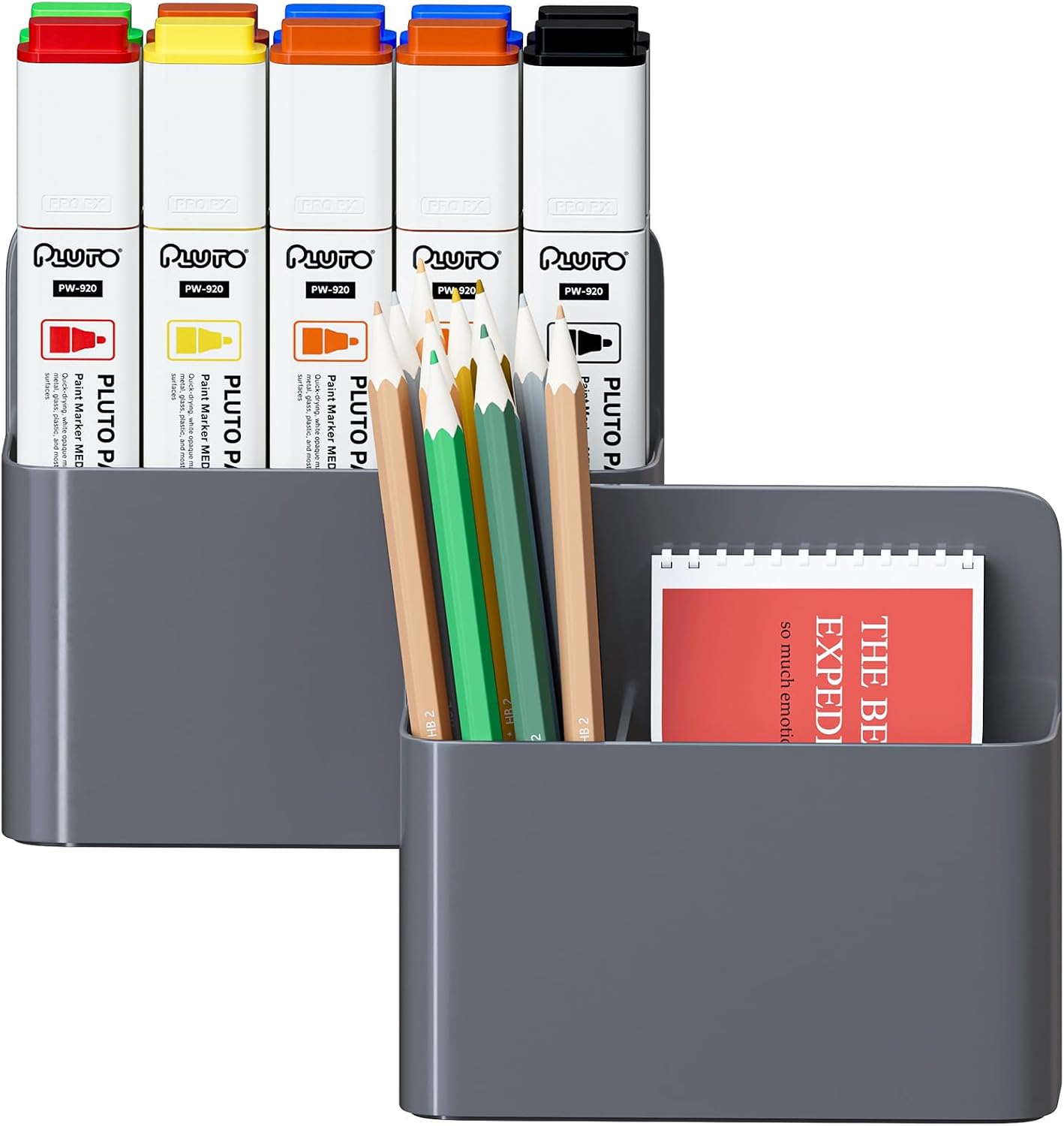 Marbrasse Magnetic Dry Erase Marker Holder,Pen and Eraser Holder for Whiteboard，Magnet Pencil Cup Utility Storage Organizer for Office, Refrigerator, Locker and Metal Cabinets (2 Pack)