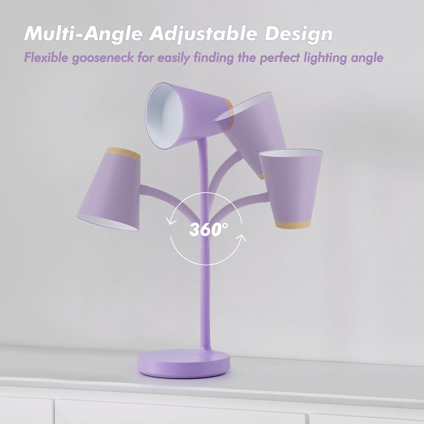 EJIAXIN Clip on Desk Lamp for Home Office - Small LED Touch Dimmable Reading Light for College Dorm Room - Adjustable Flexible Gooseneck Clamp Light Table Lamp for Bedside Bedroom Bed Headboard White