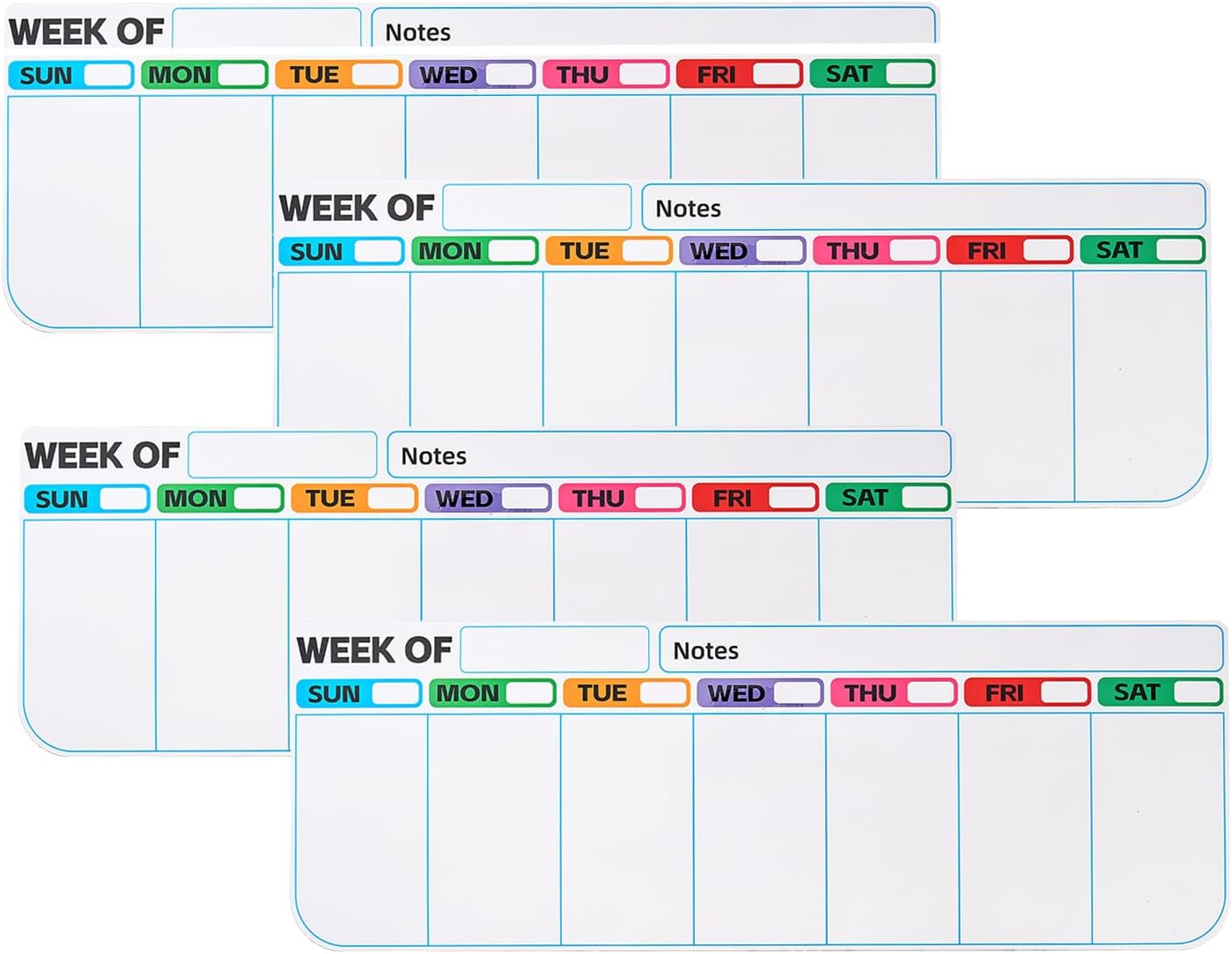4 pack weekly fridge calendar Magnet rotate by week,reusable rotating Dry Erase calendar Planner magnetic to keep track of work and school schedules,13.9 x 4.9 inch