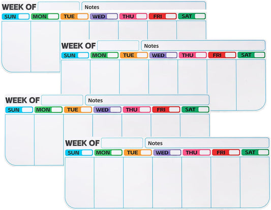 4 pack weekly fridge calendar Magnet rotate by week,reusable rotating Dry Erase calendar Planner magnetic to keep track of work and school schedules,13.9 x 4.9 inch