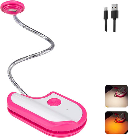 BIGMONAT Rechargeable Reading Light for Kids,Small Amber Book Reading Lights,Multi Colors Portable LED Reading Lamp with 360° Rotary Light Neck,Wireless Clip Reading Lighting for Books (Green)