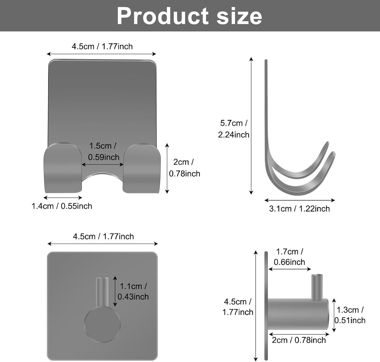 CGBE Shower Holders for Razors, 2 Pack Squeegee Holder and 2 Pack Razor Holder, Razors Holder for Shower Heavy Duty Waterproof Hook for Squeegee Loofah - Black