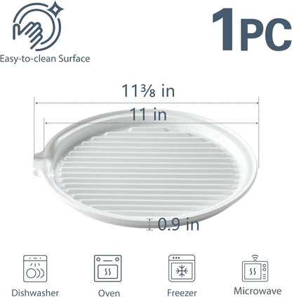 ONEMORE Microwave Bacon Cooker, Ceramic Bacon Tray with Splatter Cover | Meat Rack for Oven Cooking Crispy Bacon Maker with Collapsible Lid - 13 inch Round Bacon Dish Plate, Dishwasher Safe, White