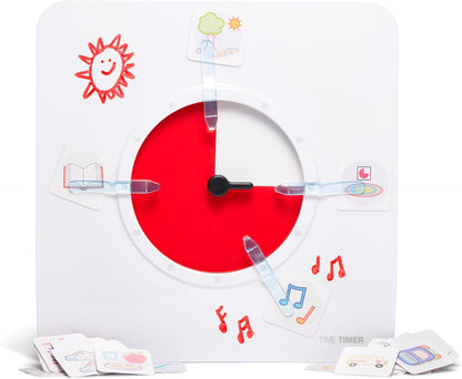TIME TIMER Visual Schedule Package - 8-inch 60 Minute Visual Routine Timer with Dry Erase Board, PECS Cards, and Whiteboard Marker - for Kids Desk, Classroom, Home, and Routines (Orange)