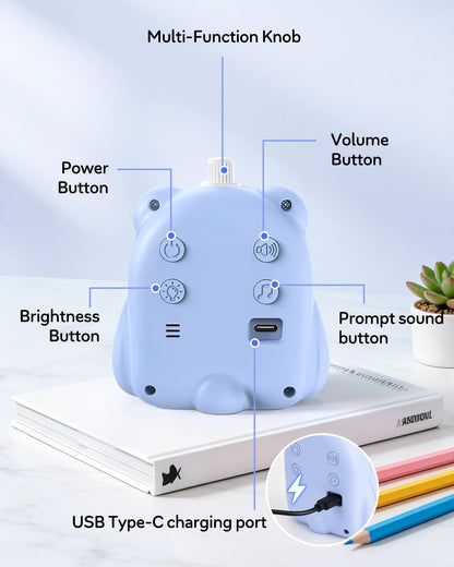 Visual Timer for Kids, 100 Min, Rechargeable Countdown Timers, Adjustable Sound Alert, Adjustable Brightness, Productivity Timers for ADHD, Silent Operation, Desk Time Management Tool for Toddler