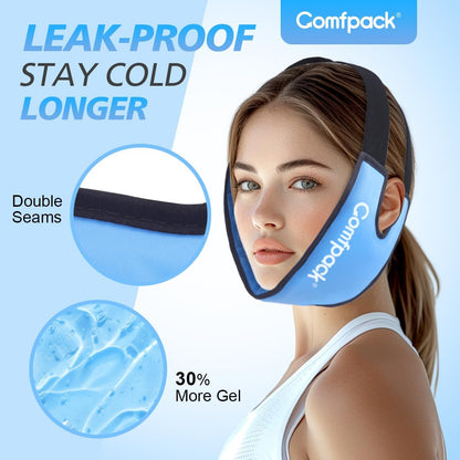 Comfpack Wisdom Teeth Ice Pack Head Wrap,Soft Double Side Jaw Face Ice Pack | Extra Large Jaw & Chin Ice Pack, Reusable Gel Hot Cold Therapy for TMJ, Oral Surgery, Face Swelling, Tonsillectomy Recovery