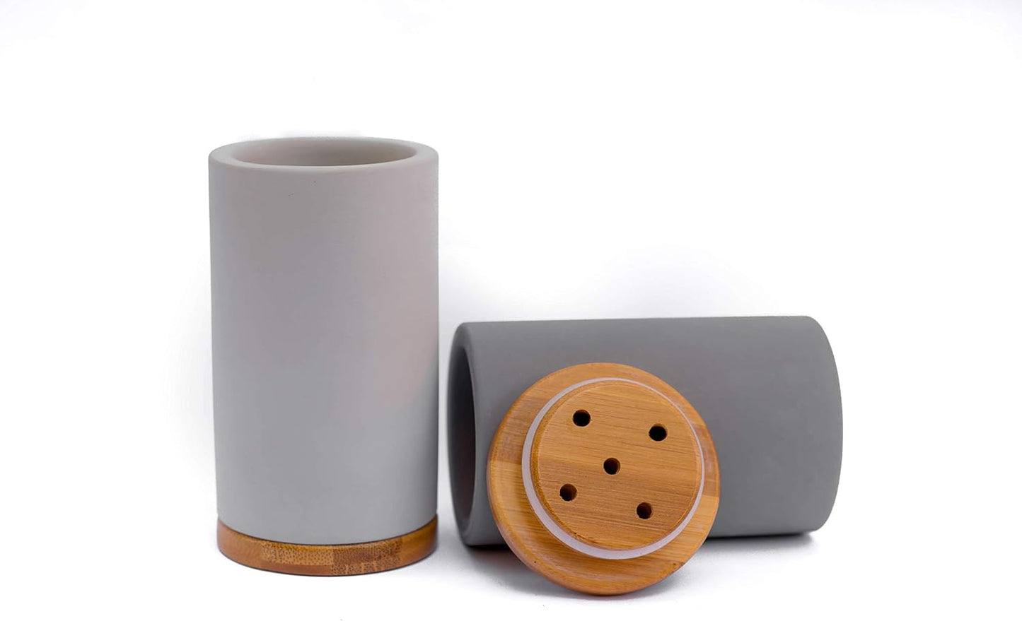 Matani Bamboo Toothbrush Holder Diatomite Tooth Brush Organizer - Storage Stand for Small Bathroom & Counter - Removable Base & Drain Holes, Water-Absorbent & Quick-Drying (Brown)