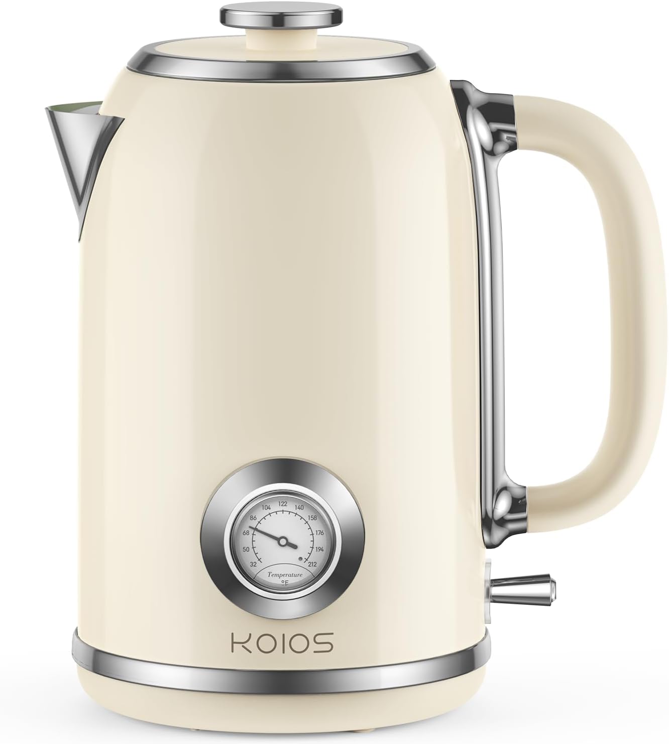 Electric Kettle 1.8L with Temperature Gauge, 1500W Fast Boiling Electric Tea Kettle, 100% Stainless Steel Retro-Style Hot Water Kettle Electric - Glowing LED Light, Auto Shut-Off & Boil-Dry Protection