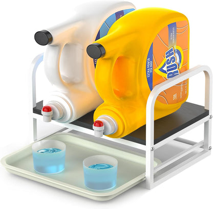 Laundry Detergent Holder Stand, Liquid Detergent Dispenser Shelf Organizer with Cleanable Drip Tray, Liquid Holder Stand Catcher for Laundry Room Organization and Storage (Flat-BlackWhite)