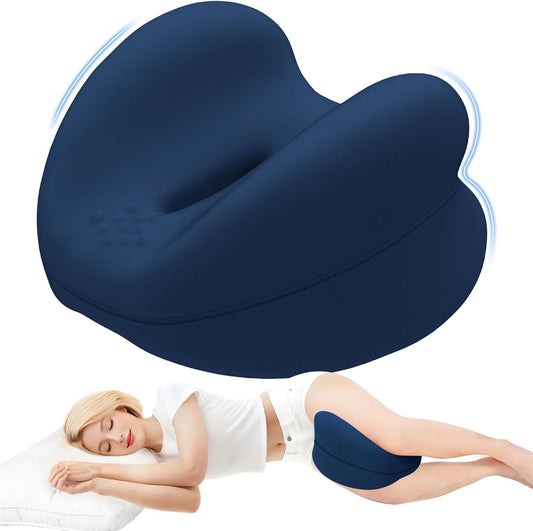 Knee Pillow for Side Sleepers, Leg Pillow with Washable Cover, Grey | Memory Foam Pillow for Sleeping Blood Circulation, Legs Spine Aligning Sciatica Back Hip Knee Support