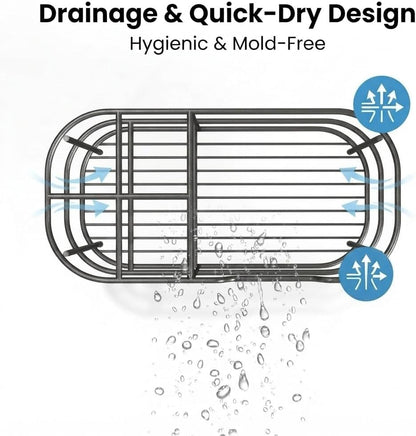 Bathway Toothbrush Holder for Bathroom, 6.9"L x 3.4"W x 4"H, Matte Black, L | Waterproof, Rust-Proof, More Durable, Multifunctional, Large-Capacity, Non-Slip, Anti-Tip, Self-Draining, Stylish Appearance