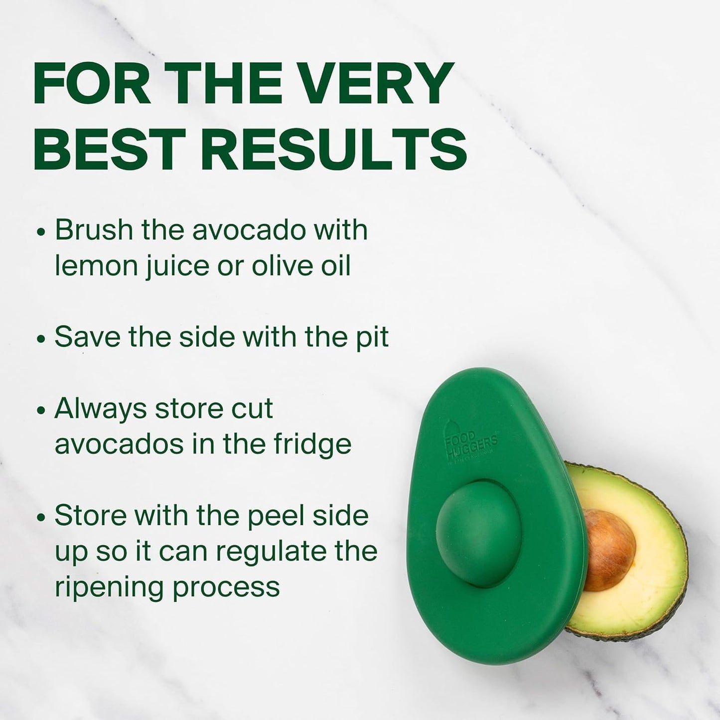 Food Huggers Avocado Huggers 2pc Silicone Reusable Avocado Savers with Pit Storage | BPA Free, Dishwasher Safe Holder | Large & Small Set