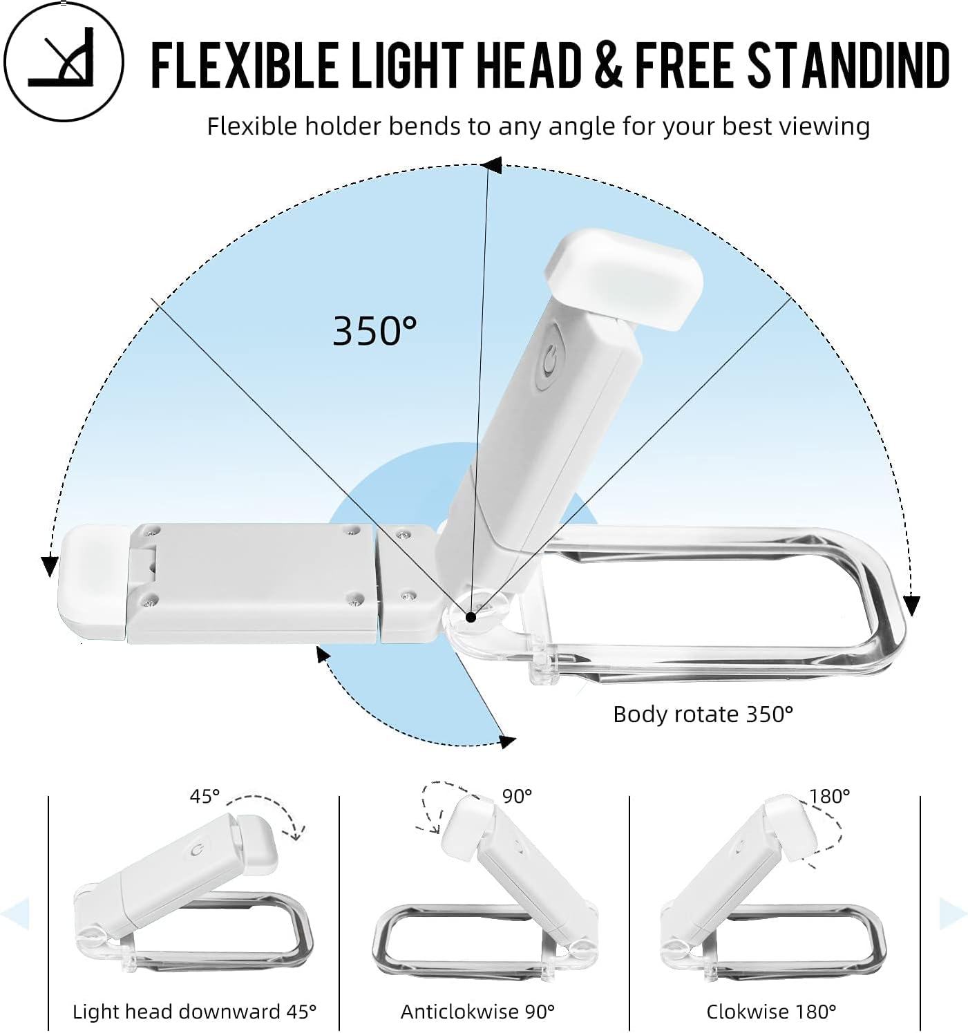 EGWASER Book Light for Reading in Bed, USB Rechargeable Clip on Book Lights, 3 Brightness Adjustable Dimmable Bookmark Light for Eye-Protection, Reading Lamp for Bookworms, Travel (Dark Green)