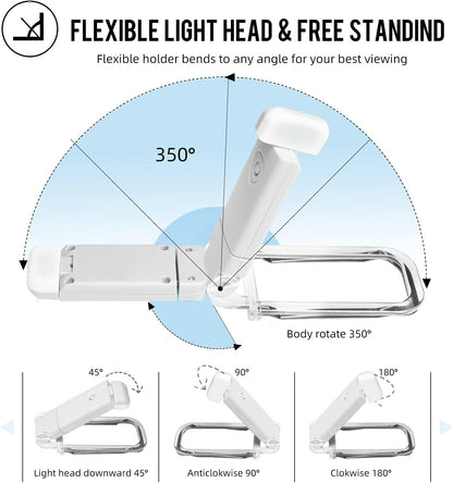 EGWASER Book Light for Reading in Bed, USB Rechargeable Clip on Book Lights, 3 Brightness Adjustable Dimmable Bookmark Light for Eye-Protection, Reading Lamp for Bookworms, Travel (Dark Green)