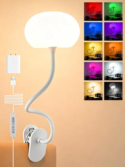 Clip on Lamp, 10 RGB Colors+10 Brightness Clip on Desk Lamp for Dorm Lamp