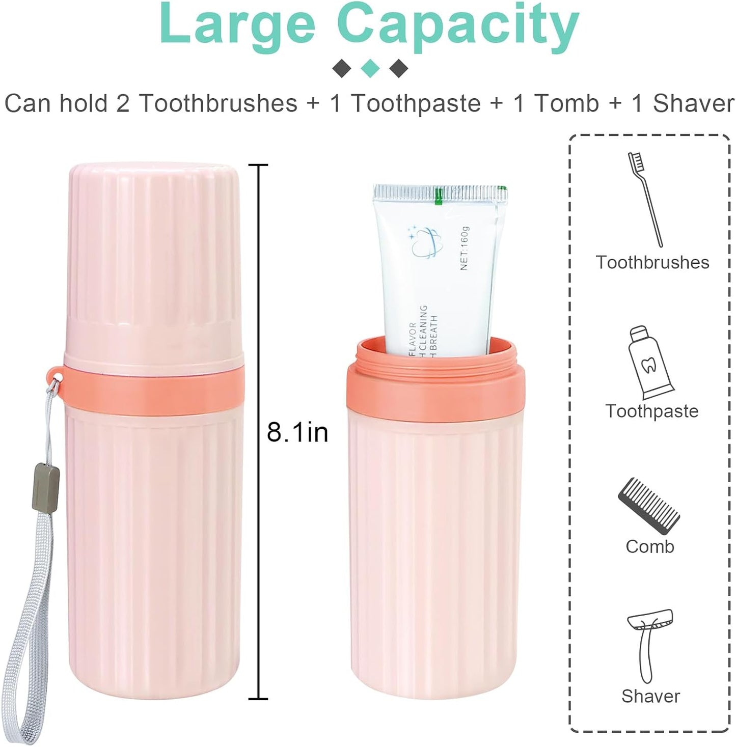 Mulbozy 4 Packs Portable Travel Toothbrush Case, Breathable Plastic Toothbrush Holder for Home, Travel, Business, Camping, School