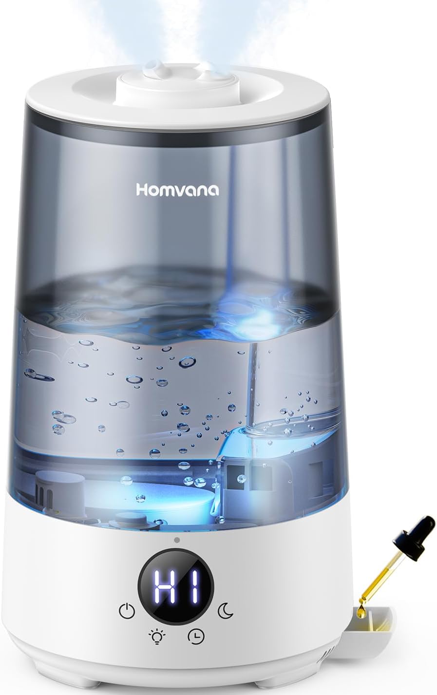 Homvana Top-Fill Cool Mist Humidifiers for Bedroom, Large Room(3.6L,Black)
