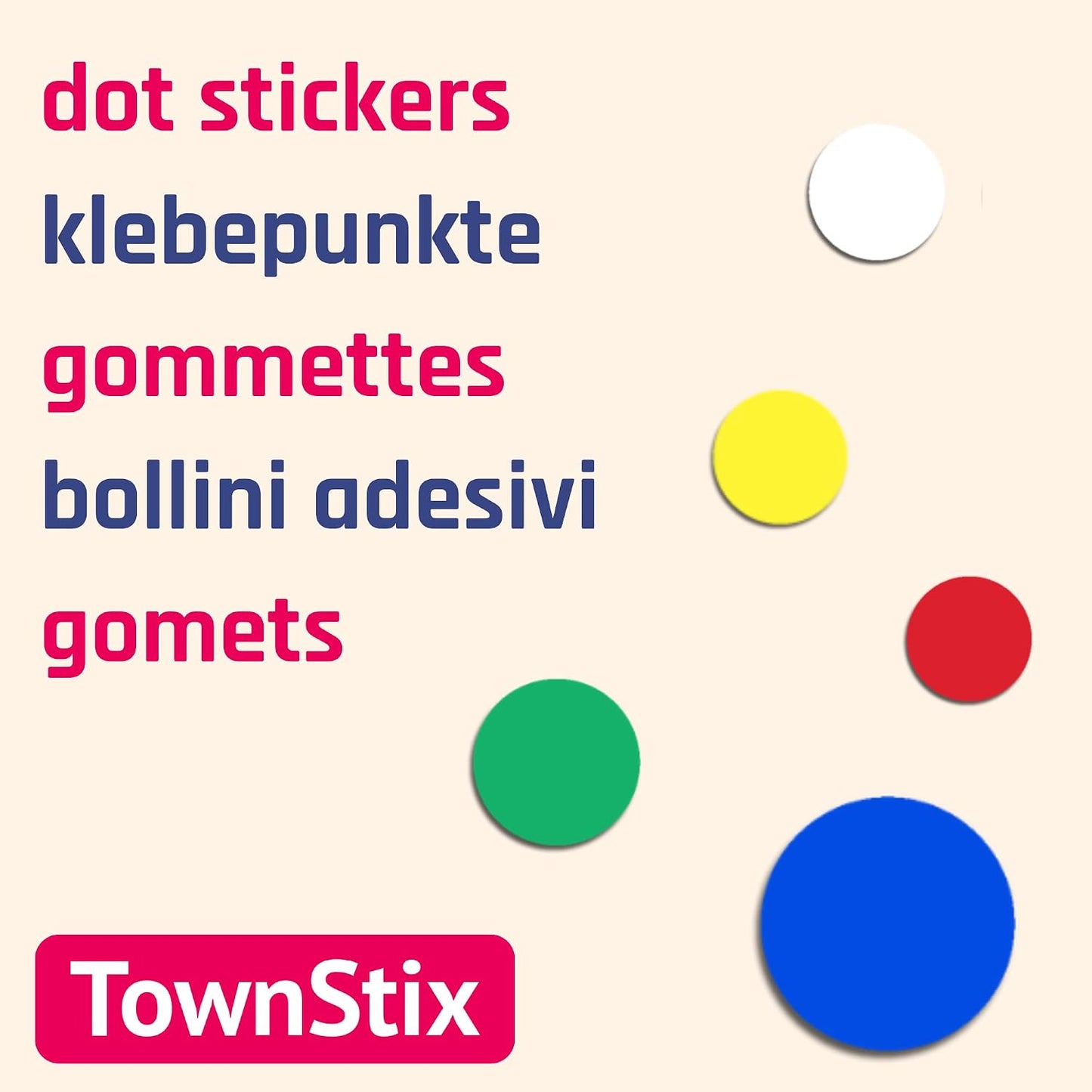 3000 Pieces, Small Colored Dot Round Stickers Labels - 10 Colors, 0.375"