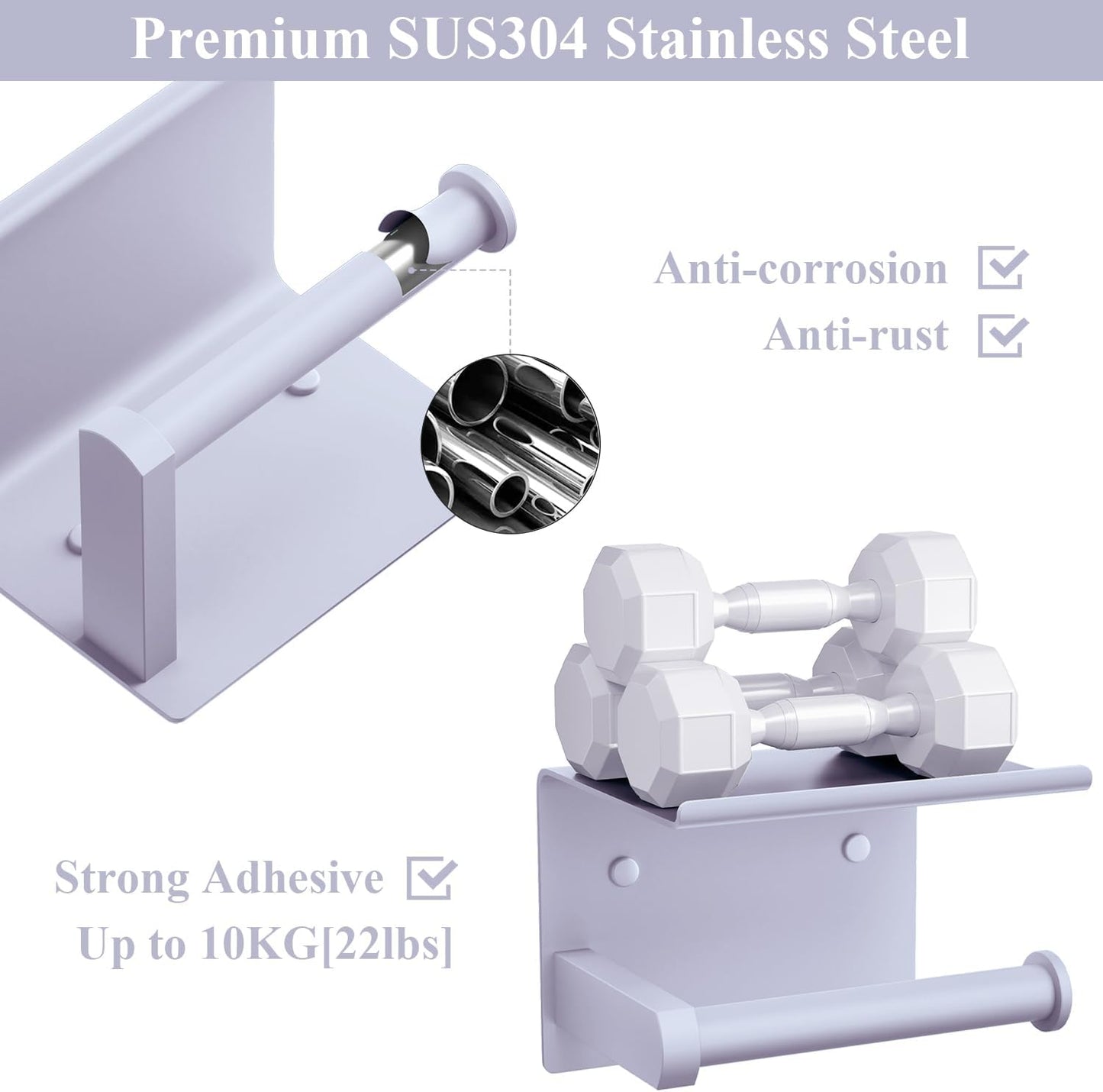 Toilet Paper Holder with Shelf Wall Mounted Toilet Paper Roll Dispenser | Heavy Duty Stainless Steel Brushed Nickel