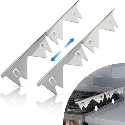 Stainless Steel Stove Gap Covers (2 Pack), Stove Gap Filler, Stove Counter Gap Guards for Kitchen, Range Trim Kit, Easy Clean with Heat Resistant, Adjustable Length 13.8” to 27.6”, Width 0.79"