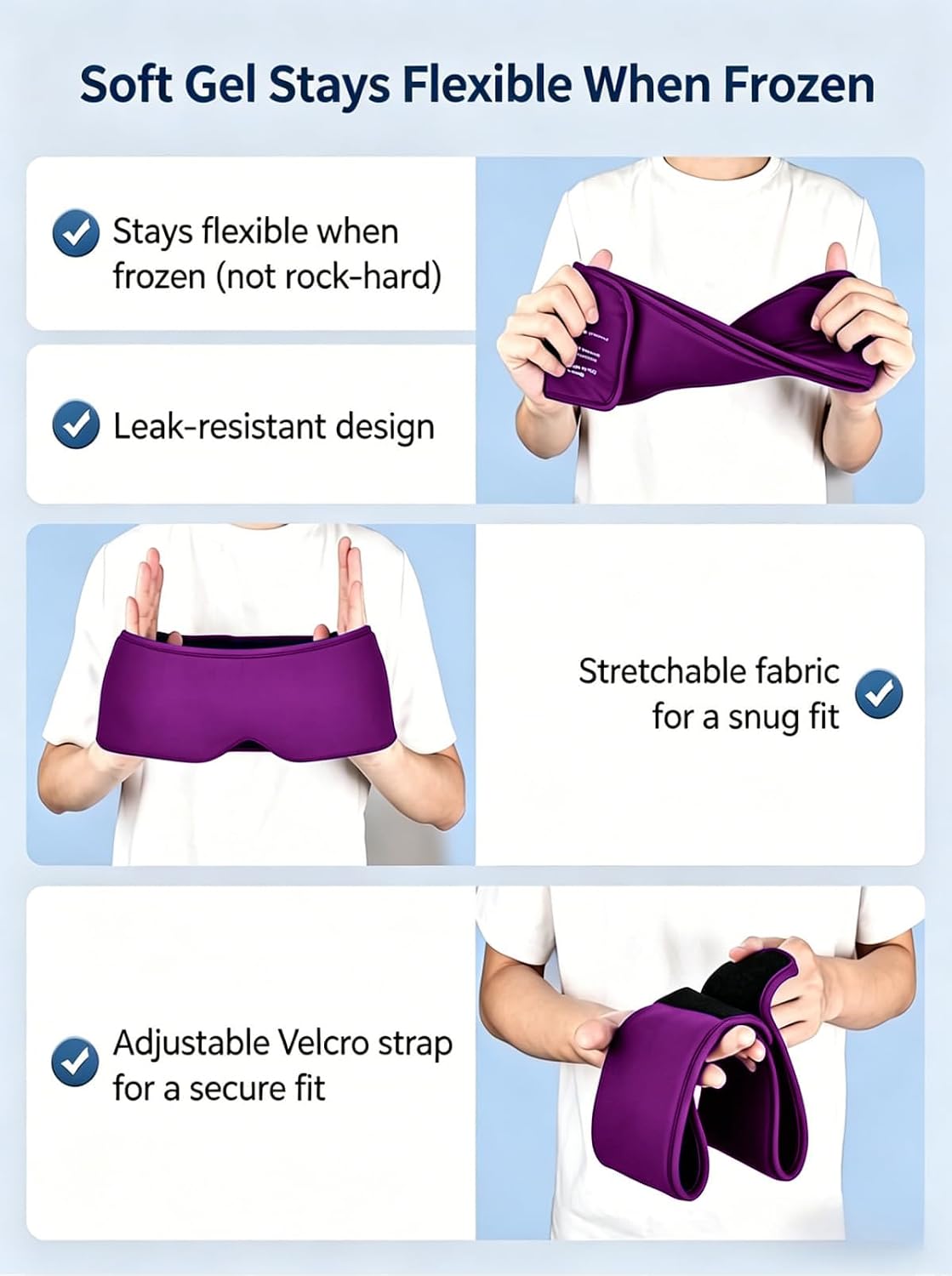 Cooling Gel Eye Mask for Puffy Eyes, Migraine & Headache Relief, Full Eye-Area Cold Compress for Eyes & Temples, FSA Eligible HSA Reusable Eye Ice Pack for Swelling & Post-Surgery Recovery