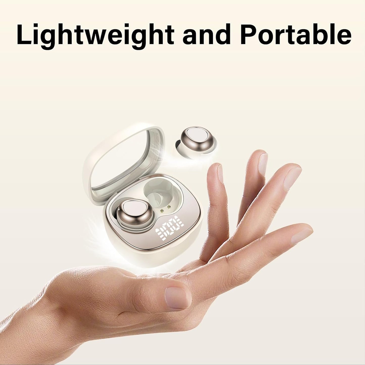 Sleep Ear Buds, 2025 True Wireless Earbuds, Ultra-Mini Bluetooth 5.4 Earbuds for Side Sleepers, 42H Play Hi-Fi Stereo 3D Bass Noise Cancelling Bluetooth headphones, USB C, IP7 Waterproof LED Earphones