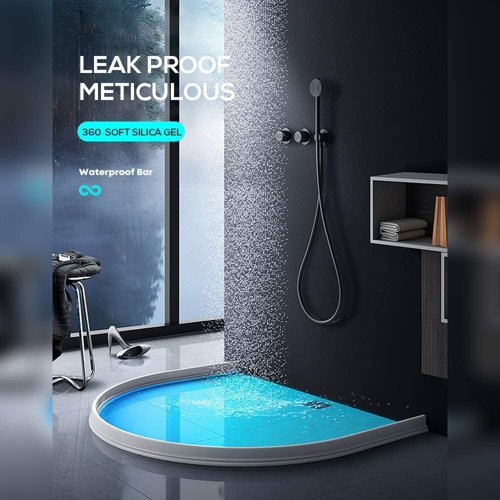 3ft/5ft/6ft/8ft10ft Collapsible Shower Threshold Water Dam Water Barrier for Shower and Water Stopper Keeps Water Inside Water Threshold for Wet and Dry Separation (3ft, Clear)