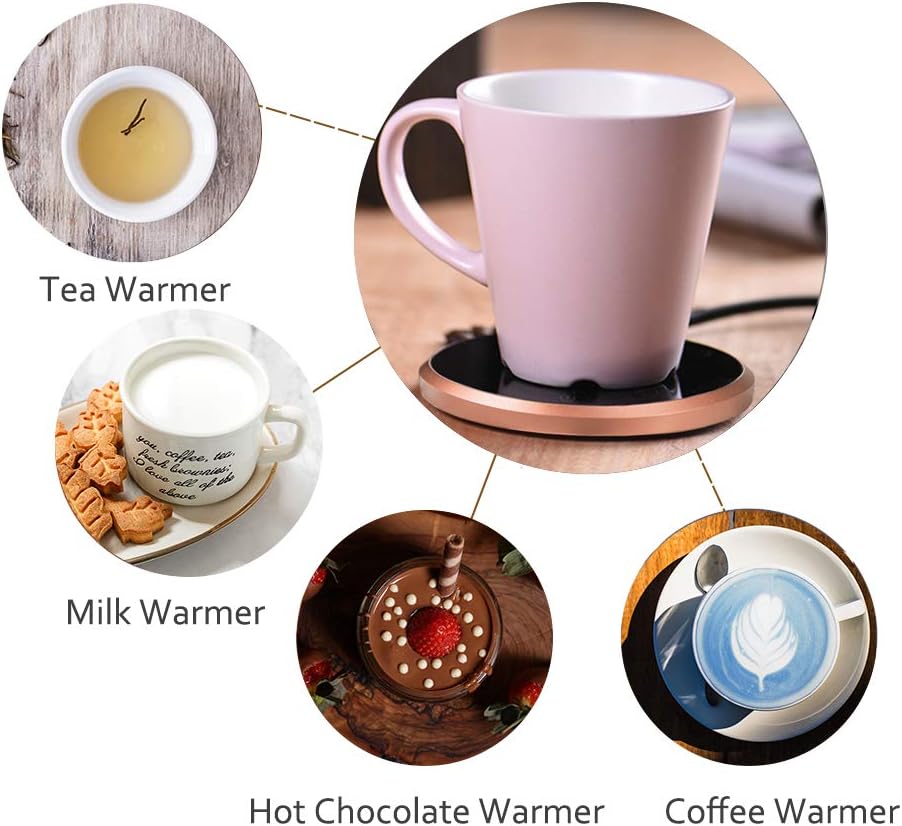 Coffee Mug Warmer Set, Smart Coffee Warmer for Desk Auto Shut Off, Cup Warmer for Office Home Use, 2 Temperature Control Heated, 13.5 oz Flat Bottom Coffee Mug, Gifts for Women, Matte Pink