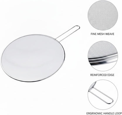 Stainless Steel Splatter Screen for Frying Pan, 13 Inch Mesh Oil Guard to Keep Stovetop Clean (1 Piece)