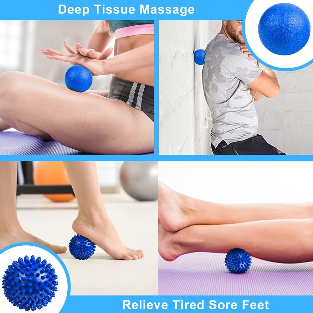 URAQT Spiky Massage Ball Set, 2 Pack Physical Therapy Massage Balls, Hard Lacrosse Ball & Spiky Massage Ball for Myofascial Release and Trigger Point Deep Tissue Massage (Purple)