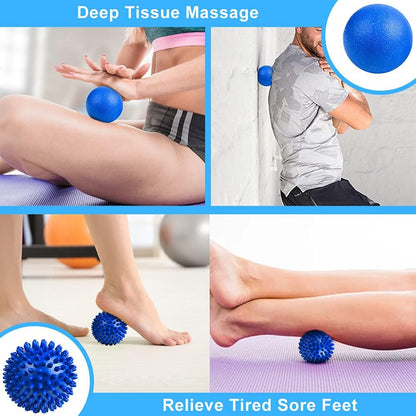 URAQT Spiky Massage Ball Set, 2 Pack Physical Therapy Massage Balls, Hard Lacrosse Ball & Spiky Massage Ball for Myofascial Release and Trigger Point Deep Tissue Massage (Purple)