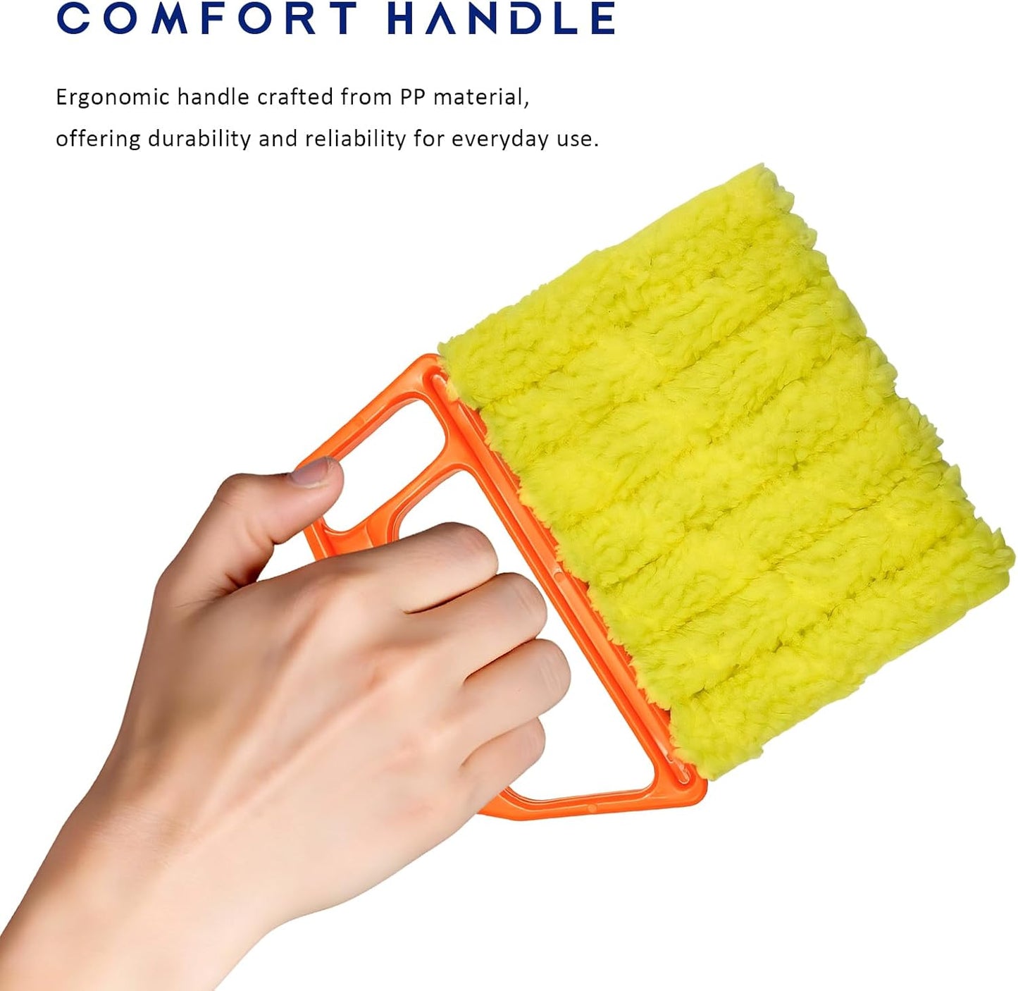 3 PCS Blind Cleaner Duster Tool, 7 Finger Detachable Duster Auto Air Conditioner Cleaning Tool, Washable Dusting Brush Handheld Cleaner for Vehicle Air Vents Blinds (Yellow)