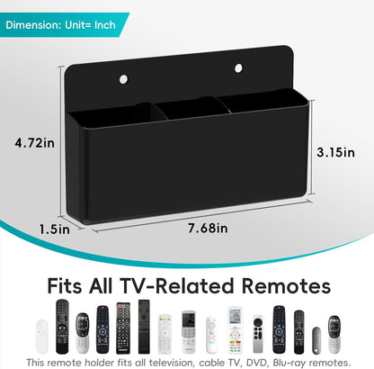 DRQ 2-Pack Remote Control Holder, Adhesive Wall-Mount Remote Holder, Black | TV controller organizer doubles as a wall pen holder for desk accessories and small-item storage at home, office, or school.