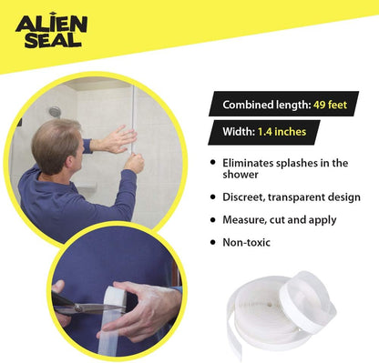 Alien Draft Insulation Tape Transparent Silicone Weather Stripping Door Seal Strip and Under Door Draft Stopper for Windows and Door Bottoms As Seen On TV (20 Feet - 2 Rolls)