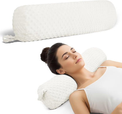 Cervical Neck Roll Pillow for Girl Bed Decoration Blush Pink 24in