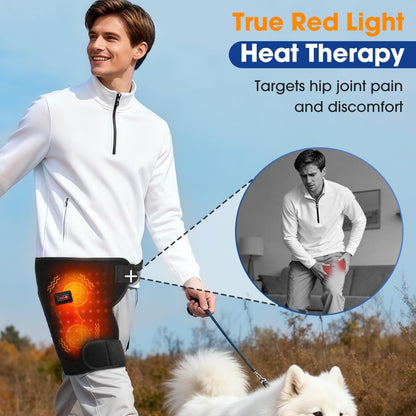 Red Light Hip Heating Pad for Sciatica & Hip Pain Relief, 5000mAh Built-in Battery Hip Brace with Vibration & 3 Heat Levels, Wearable Support for Lower Back, Thigh & Buttock