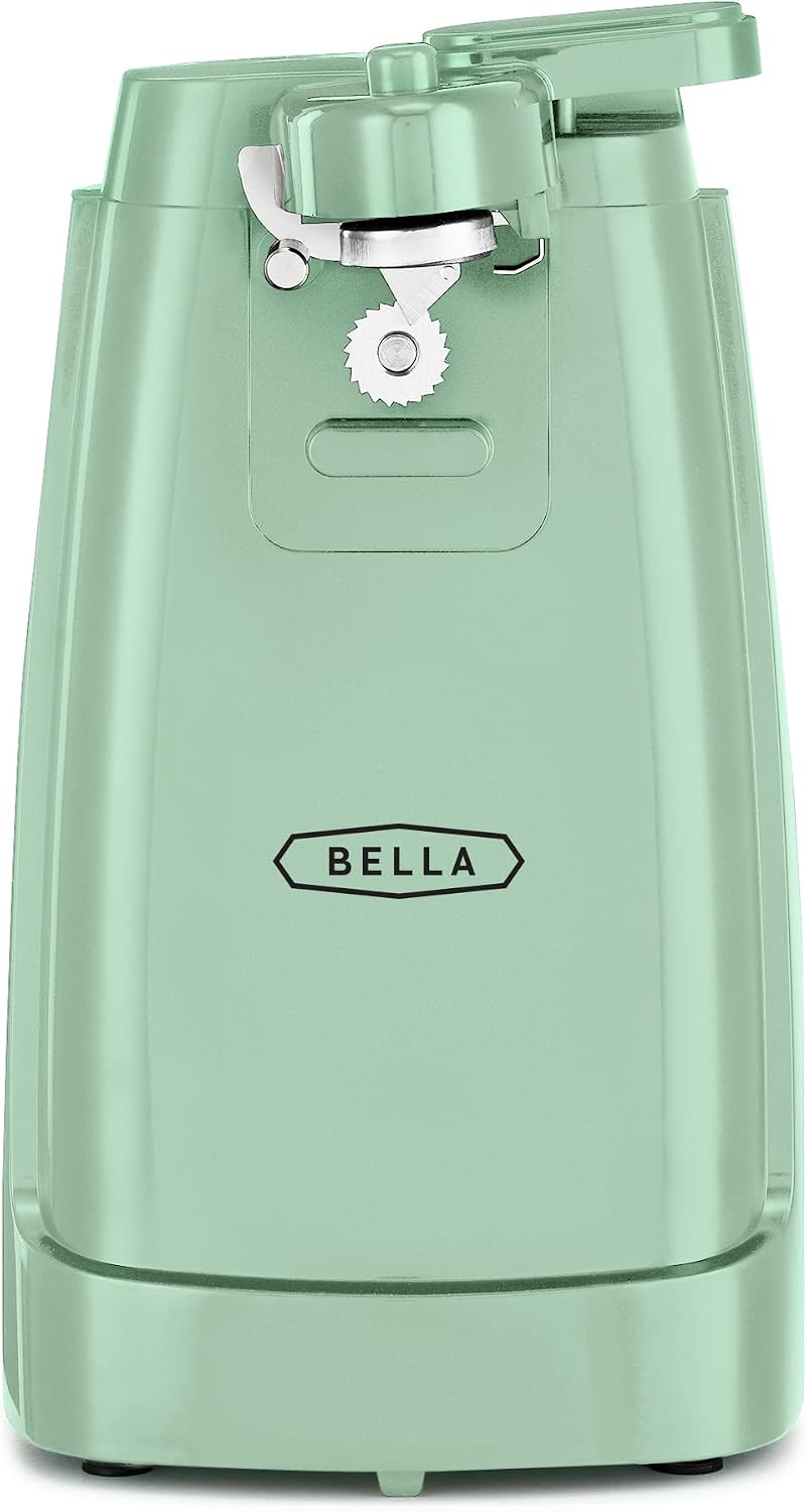 bella Automatic Can Opener, Hands Free, Battery Operated, Cordless, Stainless steel blade to open any Size Can with Magnet to Safely Remove Lid, Seamless Opening Decreases Sharp Edges, Slate