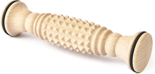 tuuli Wooden Foot Massager, Grooved Muscle Roller, Helps Ease Muscle Tension and Improve Blood Circulation, Natural Wood Therapy Massage Tools for Feet (M)
