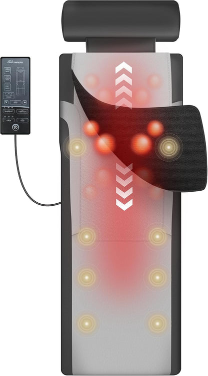 Snailax Memory Foam Massage Mat with Heat, 10 Vibrating Motors Full Body Massager Pad for Back Pain Relief, 6 Heating Pads for Neck, Lumbar, and Leg - Gifts for Mom