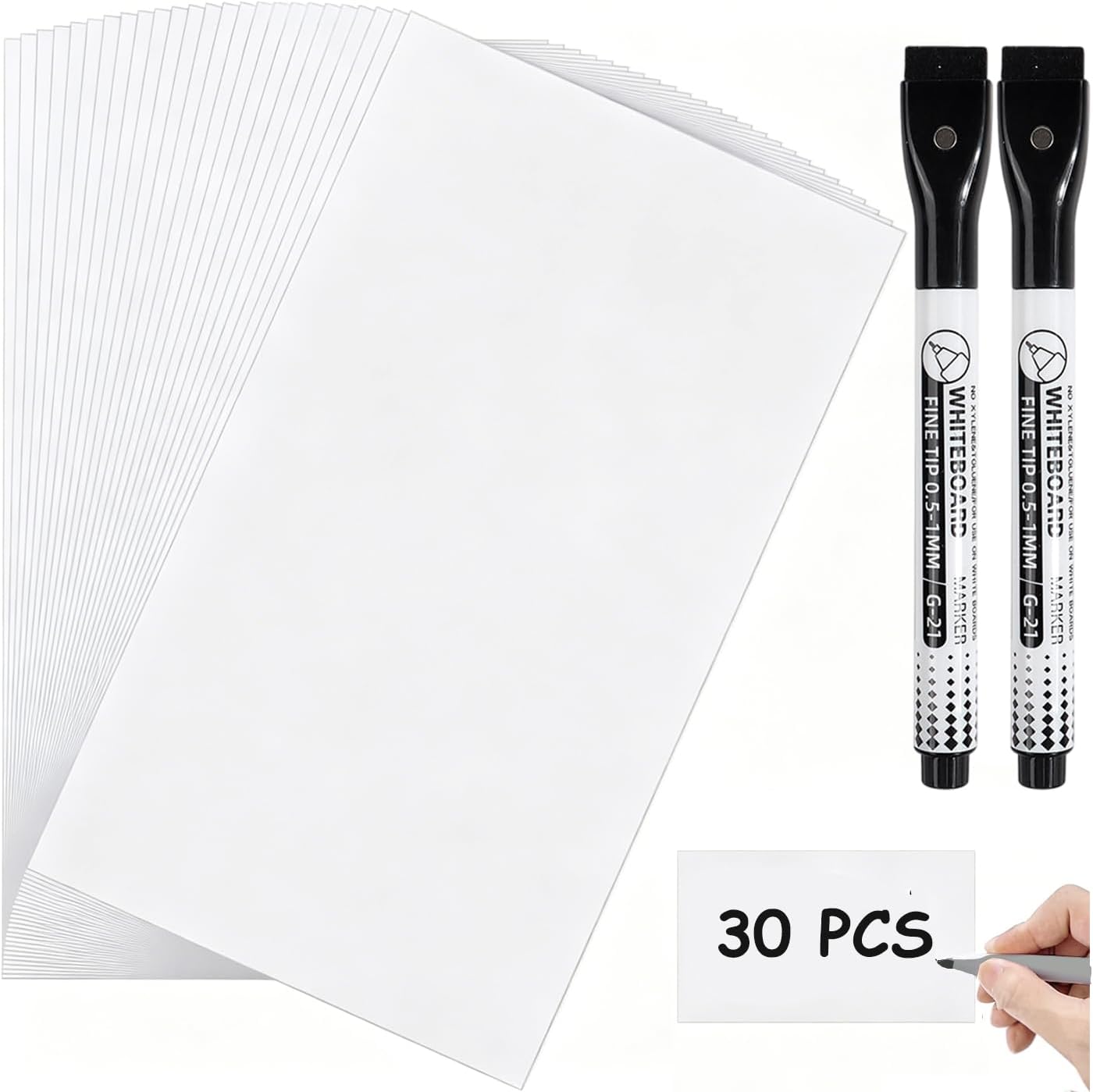 Dry Erase Label Stickers - 30pcs 3x5 inch Reusable Dry Erase Labels with Pen for Storage Bins,Self-Adhesive Whiteboard Sticke Sticky Notes for Home Office,School Supplies