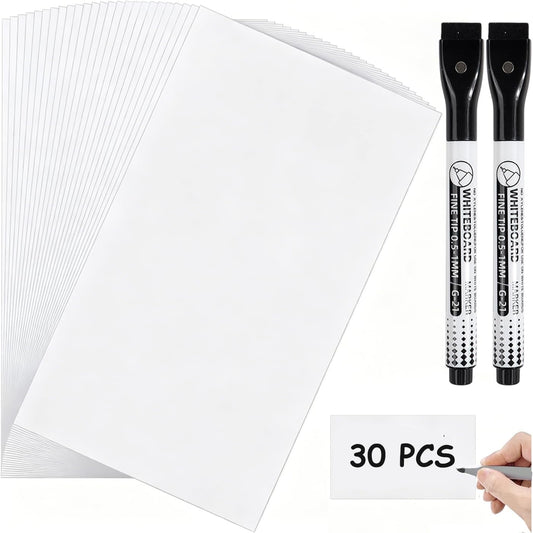 Dry Erase Label Stickers - 30pcs 3x5 inch Reusable Dry Erase Labels with Pen for Storage Bins,Self-Adhesive Whiteboard Sticke Sticky Notes for Home Office,School Supplies