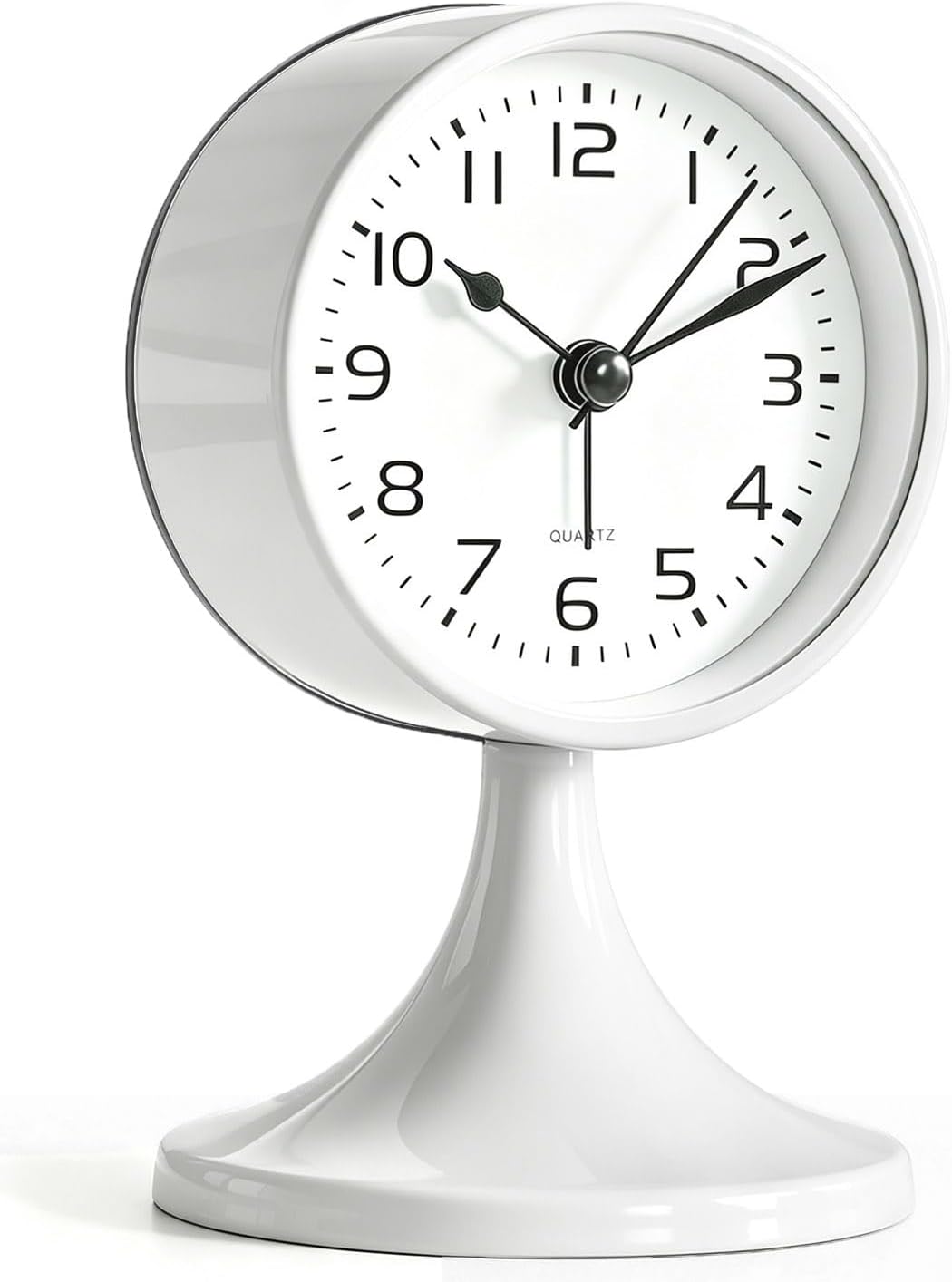Alarm Clock, Metal 3 inch Silent Non Ticking Small Clock with Night Light, Battery Operated, Desk Analog Clock for Bedrooms Decoration, Old Fashioned Style Clock for Bedside, Adult, Gift