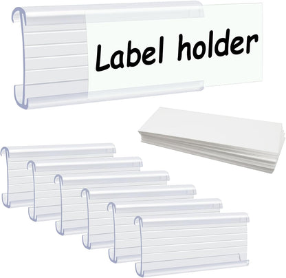 Wire Shelf Label Holders Compatible with Metro 1-1/4in Shelves, ELEMGULY 30 Pack 3in Lx1.4in H Plastic Wire Shelf Label Clips with Label Paper Removable Wire Rack Label Holder Display Clip