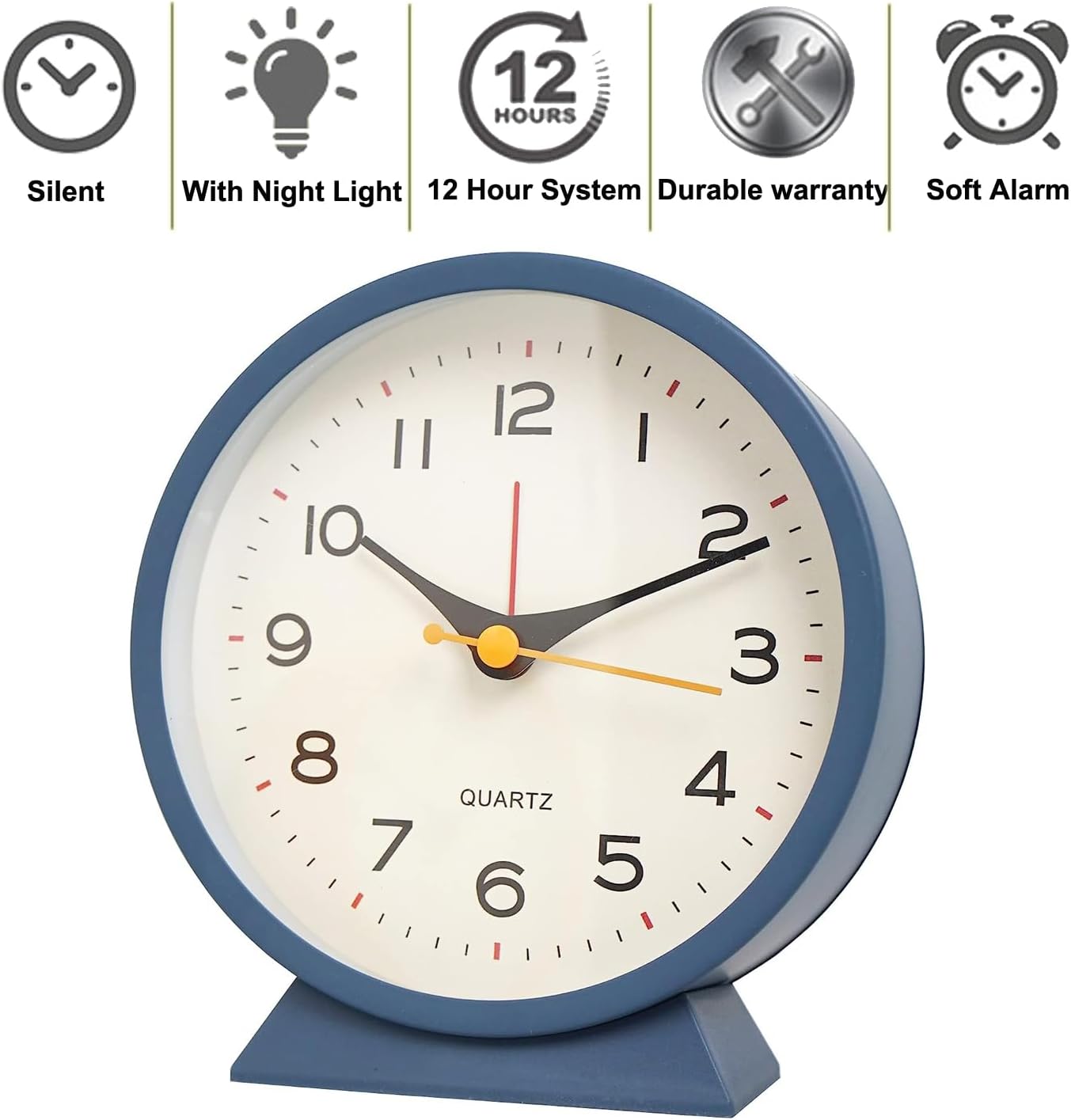 SHISEDECO Small Antique Retro Analog Alarm Clock, 4.5" Desk Clock, Pink | Small Silent Bedside Deskclock with Light Function, Non-Ticking Tableclock Decor for Living Room, Bedroom, Bedside, Shelf