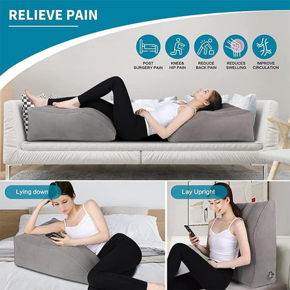 Leg Elevation- Pillows for After Surgery, Inflatable Wedge Pillows for Sleeping, Swelling, Circulation, Bolster Pillow Pain Reliefs for Legs Back for Pregnant, Surgery and Injury(grey,Size:as shown)