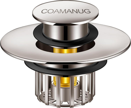 coamanug Bathtub Stopper | Shower Drain Hair Catcher, Pop-up Tub Stopper with Strainer | Bathroom Drain Plug | Drain Protector for 1-1/2 to 1-3/4"" Bath Drain Hole