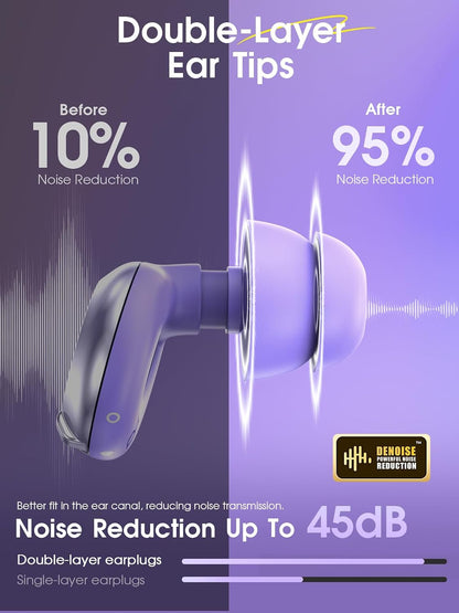 ARROX Adjustable Ear Plugs for Sleeping, 3 Noise Relief Modes (13-45 dB), Double-Layer Ultra-Soft Silicone Earplugs, Reusable Ear Plugs for Concerts, Deep Focus, Side Sleepers & Travel, 4 Size Eartip