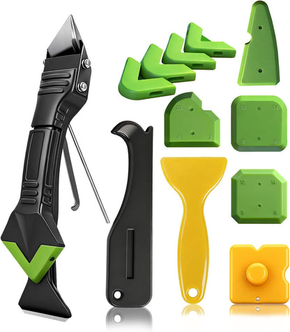Caulking Tool 5 in 1, Caulk Remover & Silicone Sealant Finishing Kit with Grout Scraper and 6 Silicone Pads, Ideal for Kitchen, Bathroom, and Window Sealing