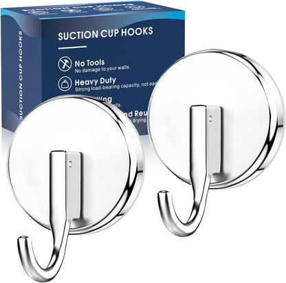 MOTAIPEAK Suction Cup Hooks for Shower,Shower Hooks Mounting on Glass Doors, Tile, Mirrors, Metals,Hook for Hanging Towels, Robe, Loofah, Jackets-Black(2 Pack)