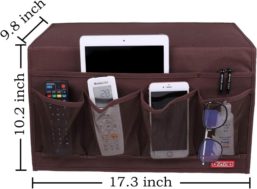 Zafit 5 Pockets Bedside Caddy, Bedside Storage Organizer for Water Bottles, Magazines, Phone, Glasses (5 Pockets-Grey)